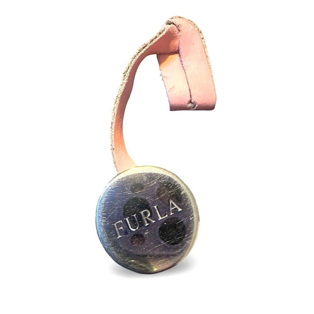 Furla Pink Leather and Silver Logo Charm